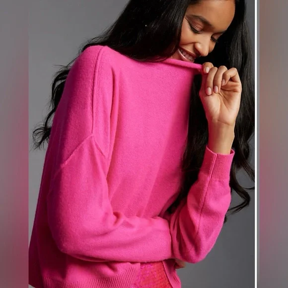Pilcro Hot Pink Cashmere Sweater - Picture 2 of 7